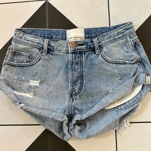 One Teaspoon Blue Distressed Jean Shorts